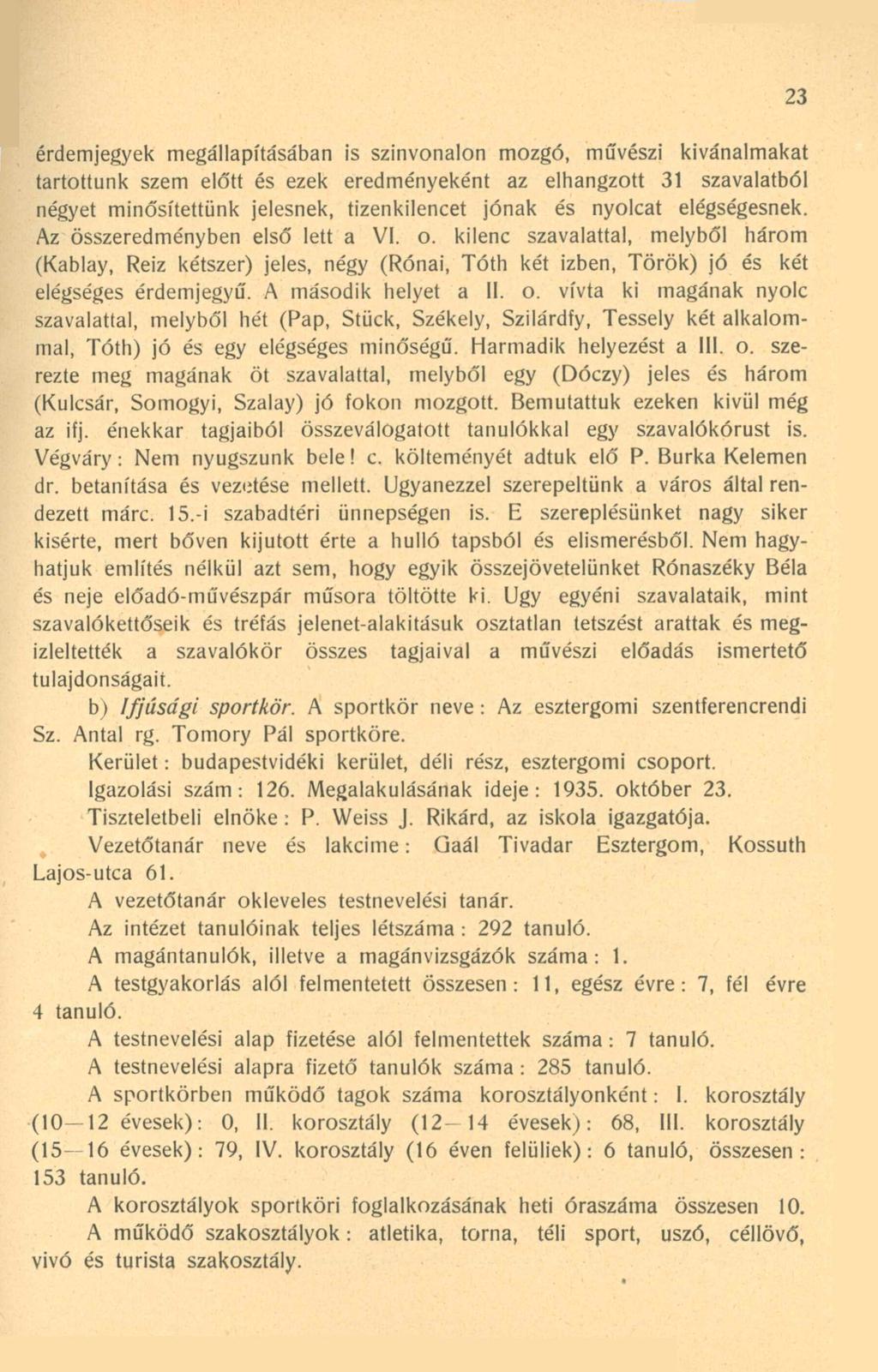 érdemjegyek megállapításában is színvonalon mozgó, művészi kívánalmakat tartottunk szem előtt és ezek eredményeként az elhangzott 31 szavalatból négyet minősítettünk jelesnek, tizenkilencet jónak és