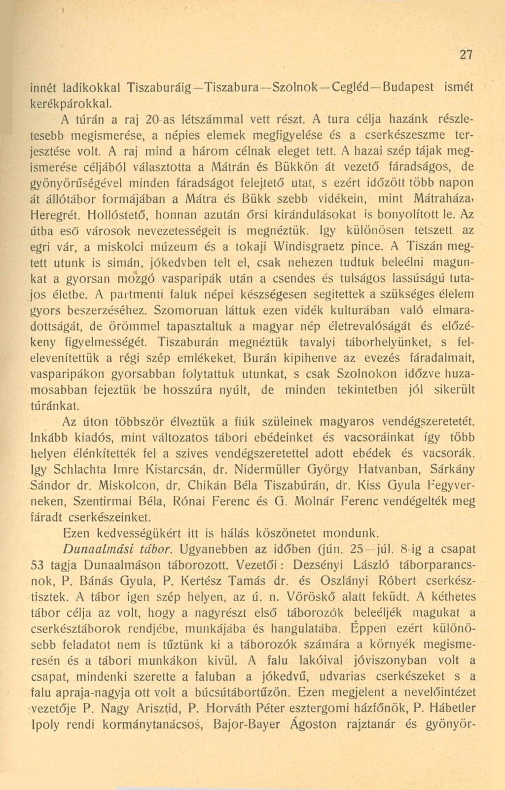 innét ladikokkal Tiszaburáig Tiszabura Szolnok Cegléd Budapest ismét kerékpárokkal. A túrán a raj 20 as létszámmal vett részt.