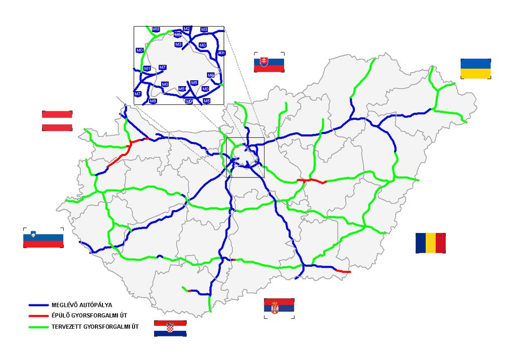 Magyarország autópálya hálózata A HBM
