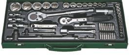 T30 (L=30mm) 3/8 szerszámok: dugókulcsfej: 10; 11; 12; 13; 14; 15; 17; 19mm 30 fogas racsnis hajtókar: 200mm SW toldószár: 75mm kardáncsukló: 50mm 1/2 szerszámok: dugókulcsfej: