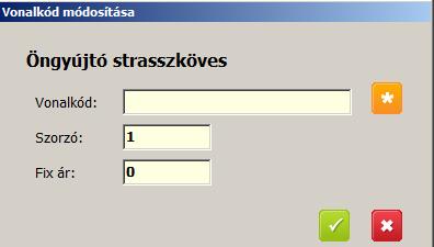 A termék törzsadatai, vonalkódjai, és készlete található itt. A program eladás során vonalkóddal azonosítja a terméket.