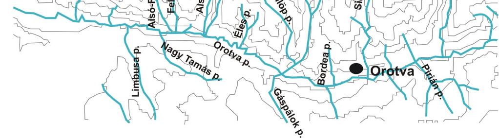 térképe az Orotva-patak alsó