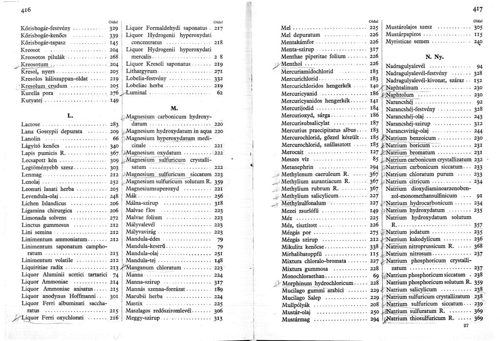 Kőrisbogár-festvény Kőrisbogár-kenőcs Kőris bogár-tapasz Kreosot.... Kreosotos pilulák.... Kreosotum.... -e Kre;o, ;y-;~.... Kresolos káliszappan-oldat.... Kresolum crudum.... -- ~ o~~ ~ Kurella pora.