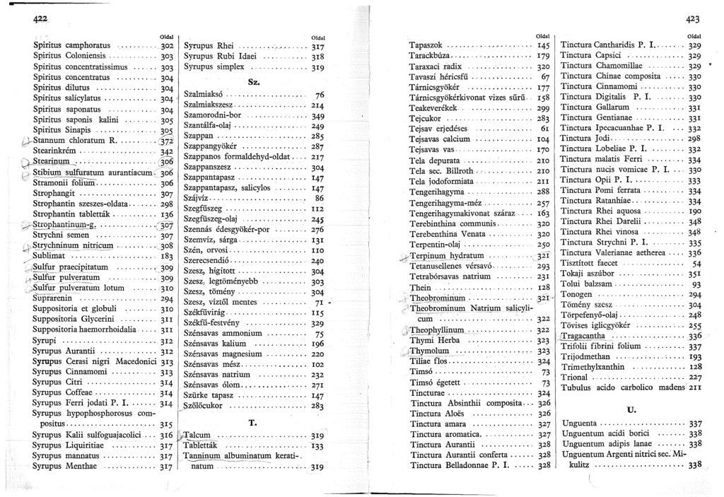 Oldal Oldal Spiritus camphoratus '''' 302 Syrupus Rhei...... 37 Spiritus Coloniensis. 303 Syrupus Rubi Idaei..... 38 Spiritus concentratissimus....... 303 Syrupus simplex... 39 Spiritus concentratus.