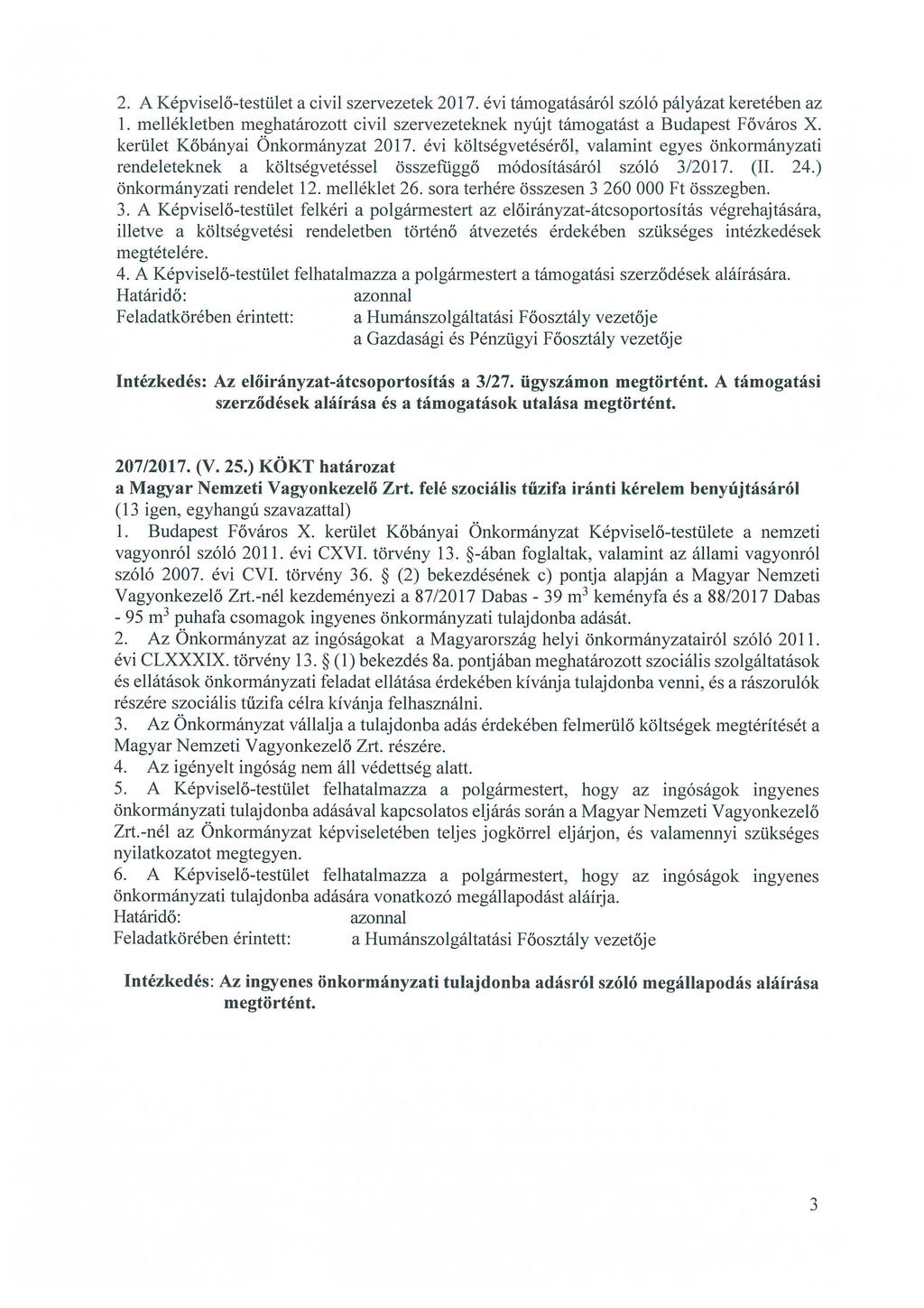 2. A Képviselő-testület a civil szervezetek 2017. évi támogatásáról szóló pályázat keretében az 1. mellékletben meghatározott civil szervezeteknek nyújt támogatást a Budapest Főváros X.