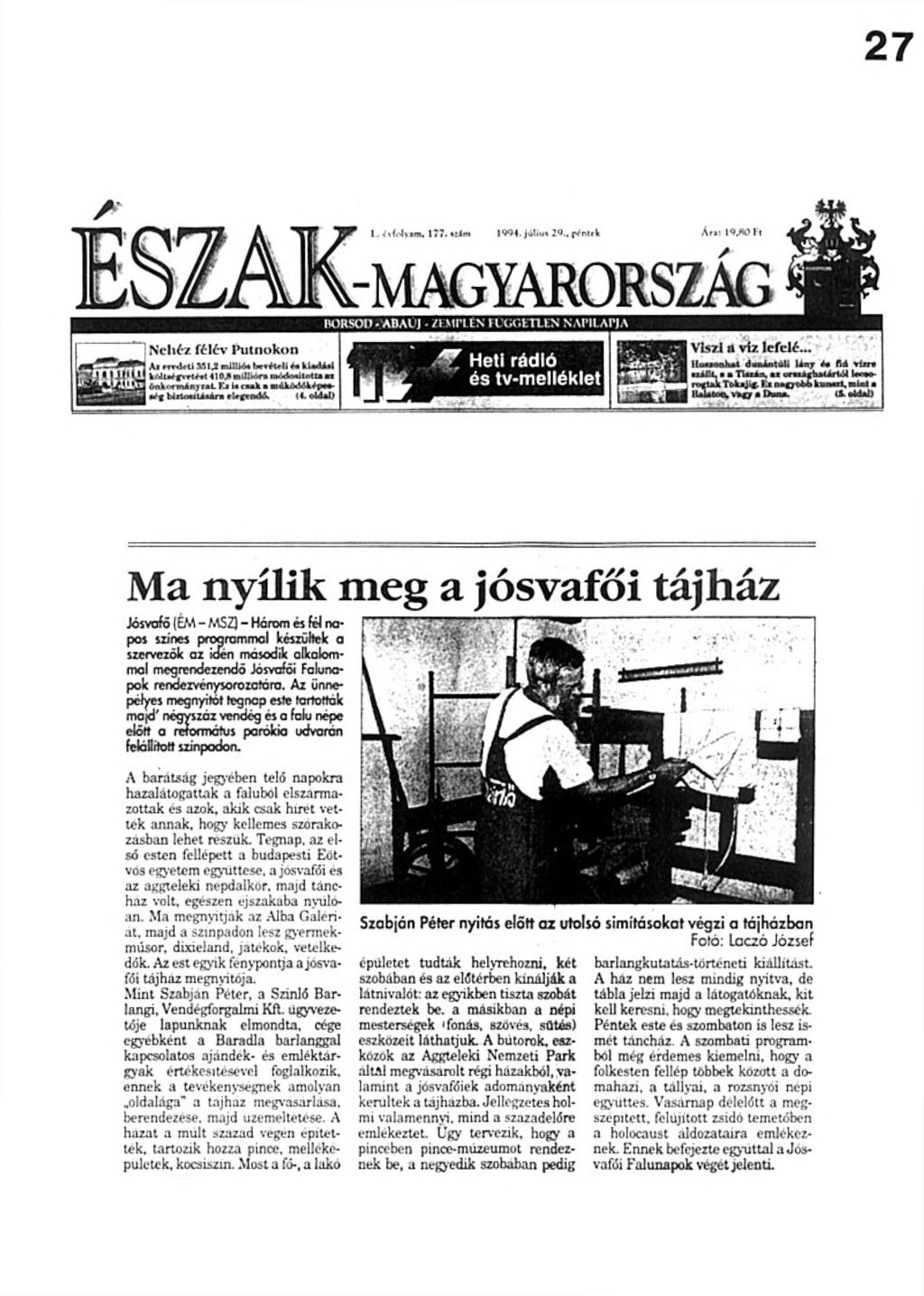 27 HORSOH - ABAUJ - ZEMPLÉN nx itie T L E N NAPILAPJA N e h é z f é lé v P u l n o k o t i A* M td rtl 331,1 millió* b ^ r W i ^ k^l»f vrtt«< 41WnaUUrp bacimí totta u {mim-mifi)ml Fj ii ruüt» ulikoív.