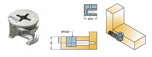 .114 Szerelvények Összehúzók n05656 Excenter ház ø15 x 13,2 mm anyag: cink 00003315000 Típus