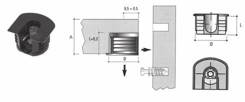 00003302240 Típus L (mm) A (mm) SE01 12,5 16 SE02 14 18-20 Excenteres polcösszehúzó, ø20 mm SE01 16 mm