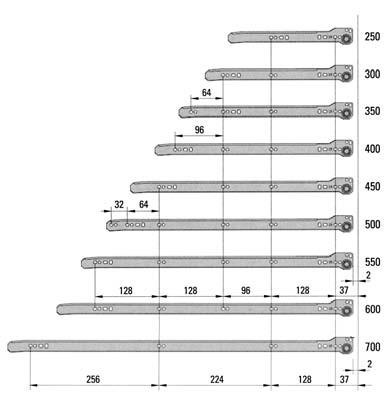 Fiókcsúszók.6 AL 102, AL 1800 nal 102 Önbehúzós fiókcsúszó szín: krémfehér (RAL9001) teherbírás: 30 kg hossz.