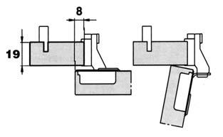 E minimum: Normál pántalátéttel = 61 mm DOMI (BARGR09 és BAR3R39) pántalátéttel = 4 mm K= 3-8 mm 0000201800 Tájékoztató ábrák a különböző méretű pántalátétekkel szerelt ajtók beállításáról.