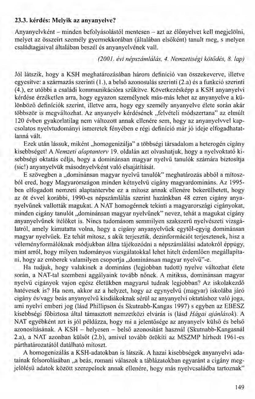 23.3. kérdés: Melyik az anyanyelve?