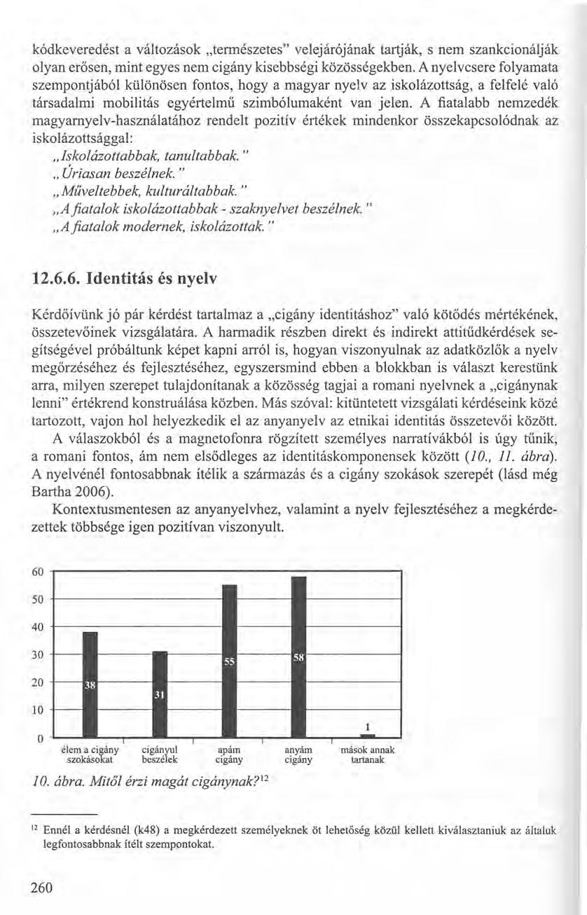 kódkeveredést a változások "természetes" velejárójának tartják, s nem szankcionálják olyan erősen, mint egyes nem cigány kisebbségi közösségekben.