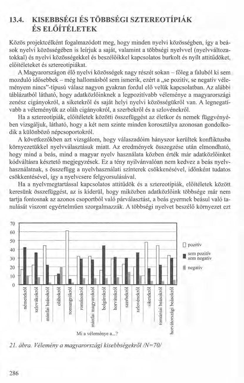 13.4. KISEBBSÉGI ÉS TÖBBSÉGI SZTEREOTÍPIÁK ÉS ELŐÍTÉLETEK Közös projektcélként fogalmazódott meg, hogy minden nyelvi közösségben, így a beások nyelvi közösségében is leírjuk a saját, valamint a