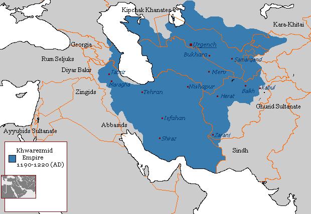 HVÁREZM-SAHOK (1077-1231/1256) Török eredetű szunnita dinasztia / alapító: Anustegin (1077-1097) / főváros: Ürgencs,