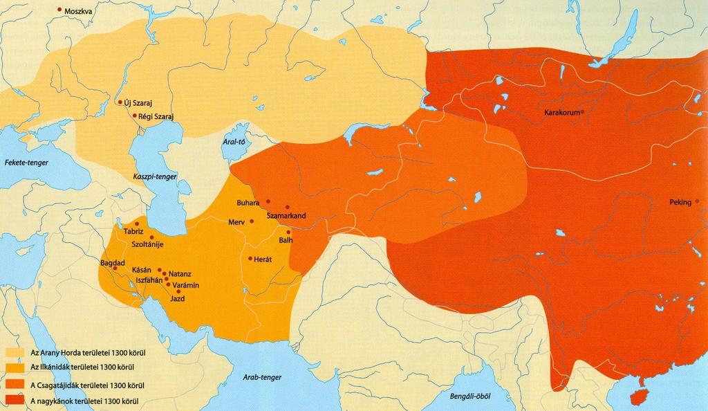 A MONGOLOK / ILKÁNIDÁK 1206: Dzsingisz kánt (1167-1227) minden turko-mongol törzs nagykánjává választják / 1243: a rúmi szeldzsukok vereséget szenvednek Sivas mellett a mongoloktól / 1257: Az