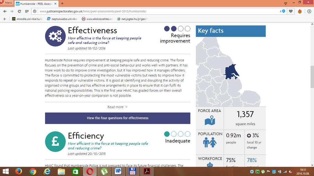 AZ EREDMÉNYESSÉG (EFFECTIVNESS) ÁLTALÁNOS ADATOK segélyhívások száma, regisztrált bűncselekmények száma a csalás kivételével, elitélések százalékos aránya (vádemelések száma) azoknak az eseteknek a