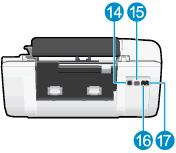 Hátoldal 14 USB-port 15 Tápcsatlakozó 16 Faxport