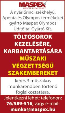 munkavállalókat keres, Ceglédi több műszakos munkavégzéssel. Jó kereseti lehetőséggel, Cafeteria juttatással. Jelentkezés a 20/227-2742 telefonszámon, valamint az a n n a. j u h a s z @ v i t e c e r.