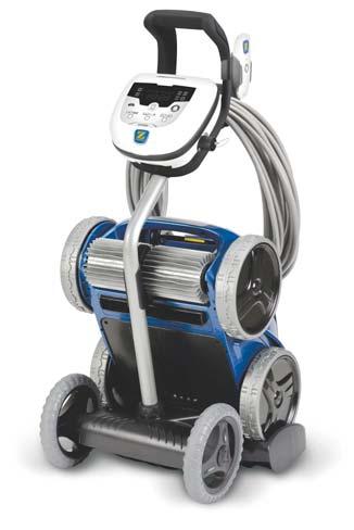 The RV4400 is two wheel drive, with 18m cable, suitable for cleaning of pools till 12 x 6m. With trolley. The RV5400 is four wheel drive so the wall and steps climbing ability is better.