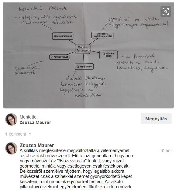 18. ábra Feladatmegoldások az Albertinában Összegzés A bemutatott négy külső helyszínen zajló oktatási kísérletet sikeresnek ítélem, legfőbb eredményének a tudományos igényességgel ugyan nehezen