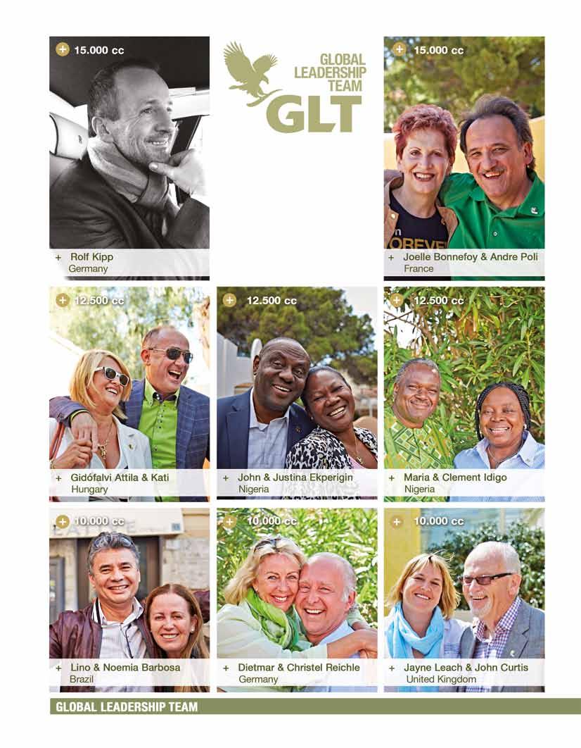 A Global Leadership Team a Forever top forgalmazóiból áll akiknek az éves kartonpont teljesítménye 7500 cc vagy még ennél is több.