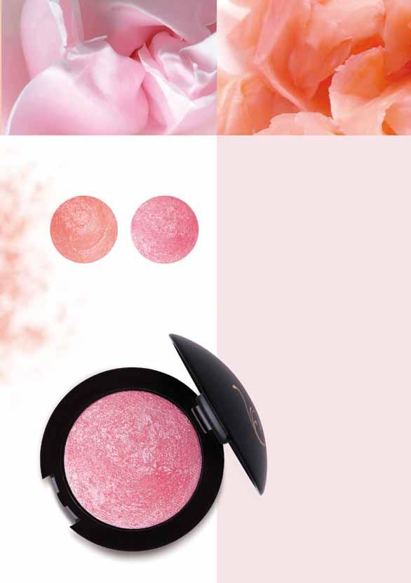 ÉLETTEL TELI szépség BAKED BLUSH Égetett arcpirosító Delicious Papaya FM MB11 Blooming Rose FM MB12 a mikroszkopikus gyöngyrészecskék nagy sűrűsége (90 %-ig) egyedülállóan ragyogó csillogást biztosít