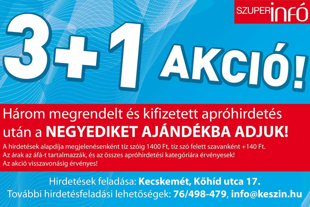 Iá: 21,5 MFt 30/616-0663 INGATLAN NYÍRI úton 26 nm-es, gázfűtéses, szigetelt, felújított, 1 szobás, lakás eladó. Ár: 10,9 MFt Tel.: 70/683-7015 PETŐFIVÁROSBAN 180 nm-es luxus családi ház eladó.