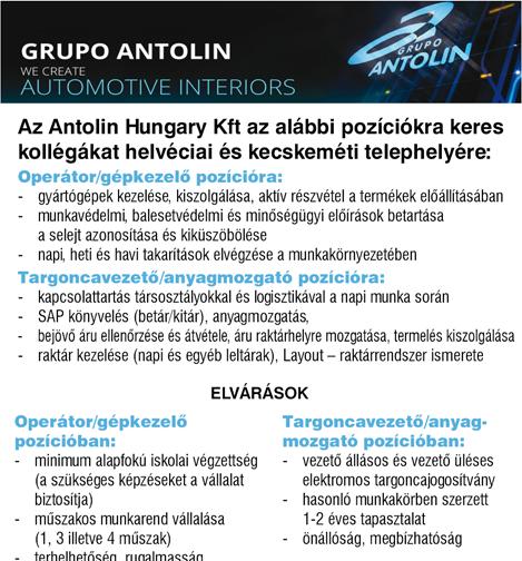30-ig (esetenként hétvégi munkavégzés) Információ: 0620/2565-994 Önéletrajzokat a: kecskemet@ alkotomuveszet.hu e-mail címre várjuk. A KECSKEMÉTI Brill Kft.