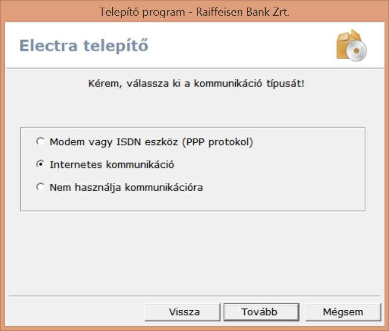 5. Válassza ki az Internetes kommunikáció opciót,