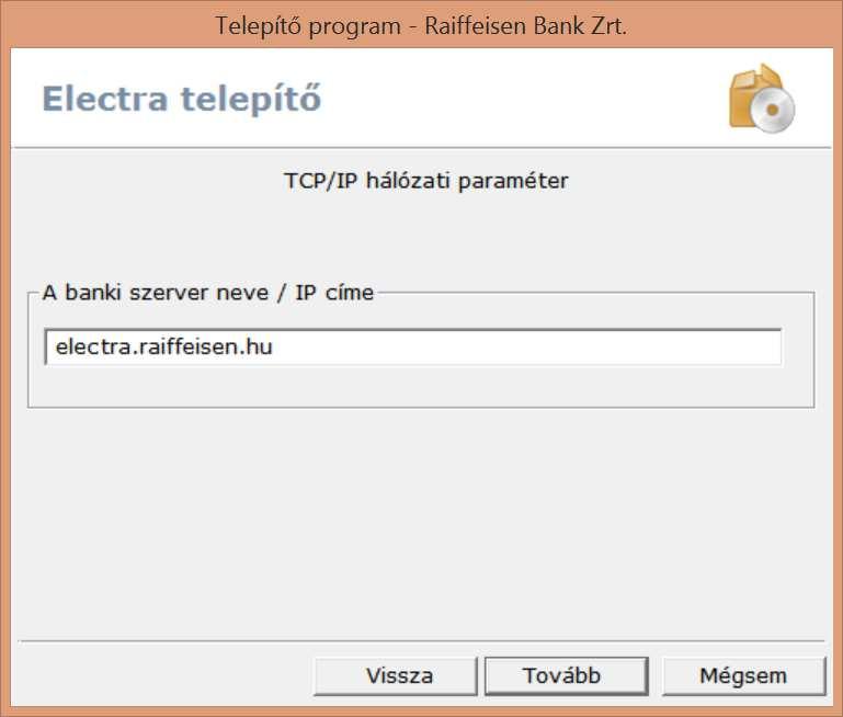 Írja be a Banki szerver neve / IP címét, majd