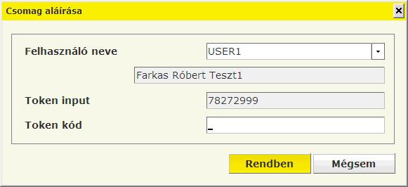 4. Kattintson a Token input kérés gombra. 5. Kapcsolja be az aláíró-eszközét (token) és adja meg a készülék PIN kódját. 6. A tokenen billentyűzze be az Electra, Token input mezőben lévő számsorozatot.