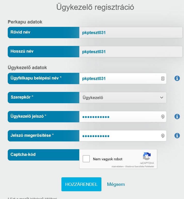 Ha a perkaput sikeresen létrehoztuk, a létrehozáskor használt ügyfélkapus azonosítójú személy lesz annak az adott perkapunak a főkapcsolattartója.