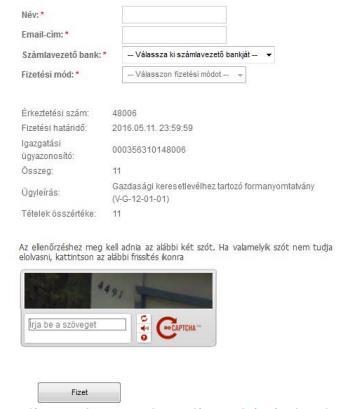 A "Fizet"-re kattintva átirányítanak a fizető felületre, és itt is a megadott email címre kapunk egy visszajelzést arról, hogy a fizetés sikeres volt-e.