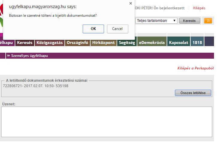 Ezután a böngésző megjeleníti a letölteni