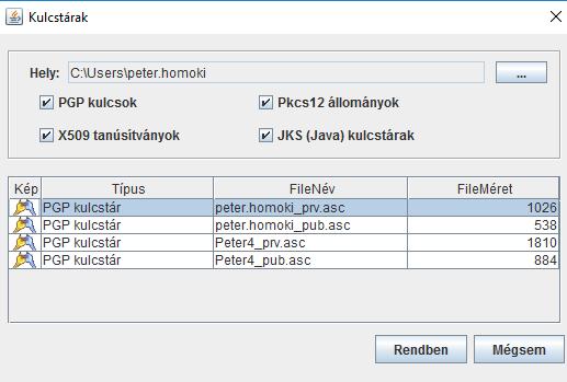 A megfelelő fájlnevű kulcsra kattintva (a fenti példában a peter.