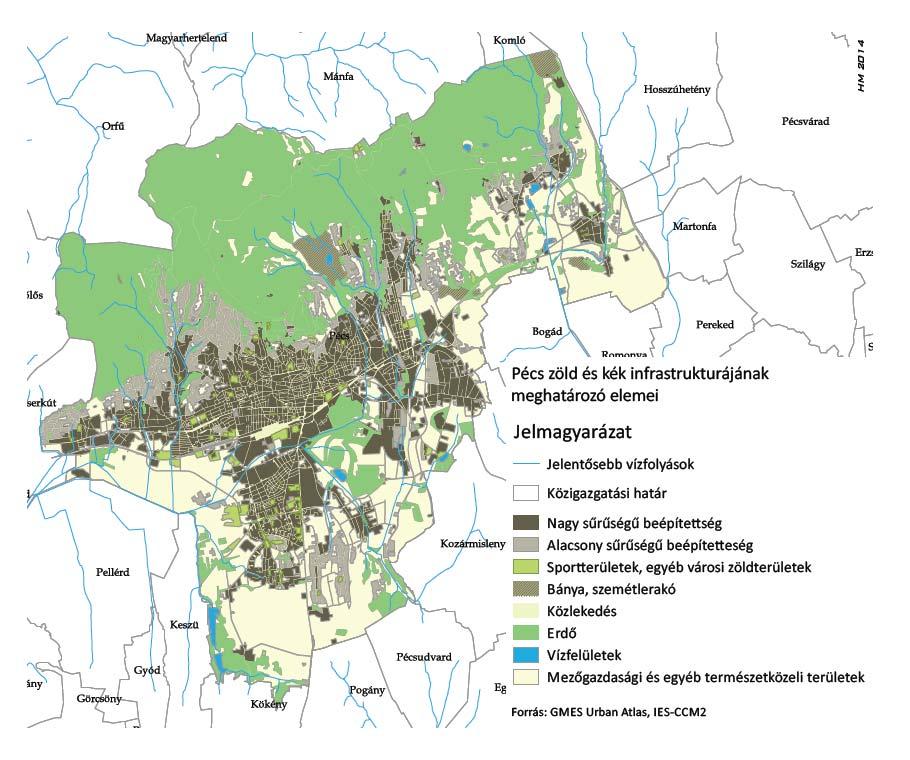 Pécs zöld és kék infrastruktúrájának meghatározó elemei 43.
