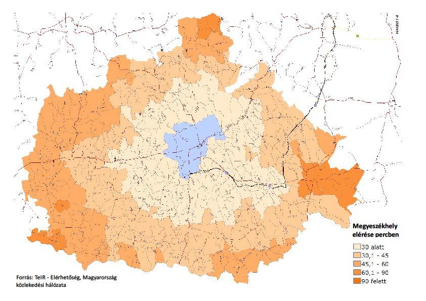 A baranyai megyeszékhely elérése percben 55.