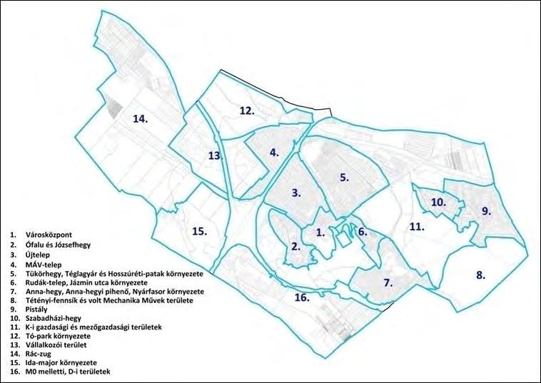 Demográfiai jellemzők V5. ábra: Törökbálint városrészei Forrás: Saját szerkesztés A város területe 29,30 km², lakónépessége 12.