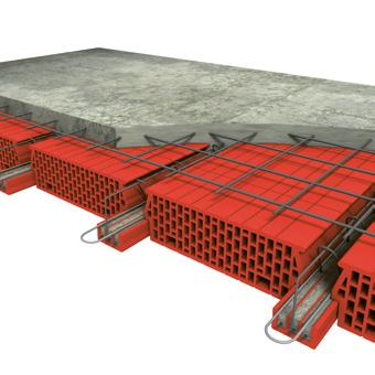A rendszer elemei: kerámia burkolatú előfeszített vasbeton födémgerenda kerámia béléstest (17 és 10 cm magasságban, 60 és 45 cm tengelytávra) vízszintes alsó és felső bekötővas gerendánként födémbe