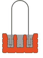 Méretlépcső - 250 mm Tömeg - 16 kg/fm Alapanyag JELLEMZŐK Kerámia kéregelem - T250 - Beton - C30/37-XC3-8-F6 - Feszítőhuzal - Y1960C - Kengyel - BHS 550 - BEÉPÍTÉSI JELLEMZŐK Kötegnorma Hosszúság