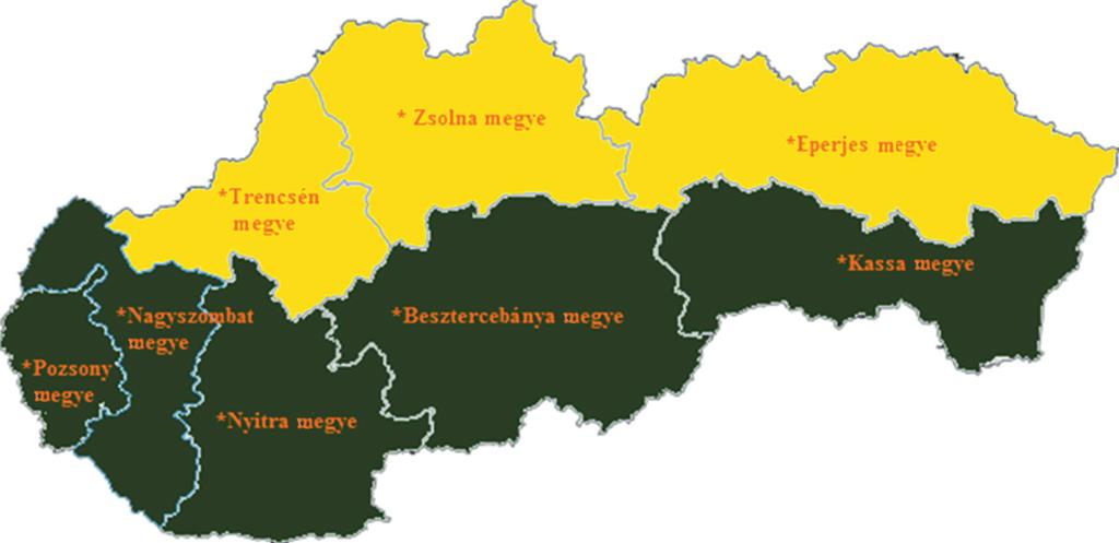 II.5. Megyei és járási szintű helyzetelemzés és értékelés A következő részben Szlovákia közigazgatási alapú besorolásán belül a magyarlakta vidékek áttekintő gazdaság és társadalmi helyzetképét