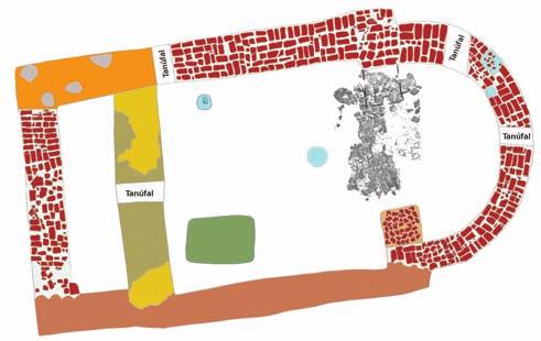 ELPUSZTULT KÖZÉPKORI TEMPLOMOK NAGYHALÁSZ HATÁRÁBAN A bontás során meglepetésként ért bennünket, hogy közvetlenül a szántási réteg alatt épségben került elô a szentély és a hajó találkozásánál az