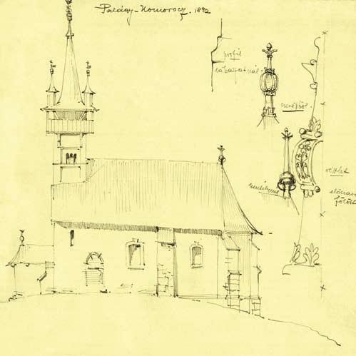PALÁGYKOMORÓC (ПАЛАДЬ КОМАРІВЦІ), REFORMÁTUS TEMPLOM A pillérek magas, kétlépcsôs lábazaton állnak, lezárásuk szintén kétlépcsôs kiugrás.