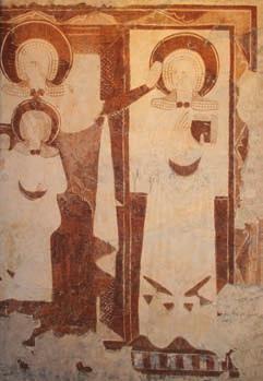FEKETEARDÓ (ЧОРНОТИСІВ), RÓMAI KATOLIKUS TEMPLOM korábbi falképen történô megjelenítése Csaroda református templo mának diadalívén ismert a XIV. század elejérôl. Majd Kiszombor rotundájában a XIV.