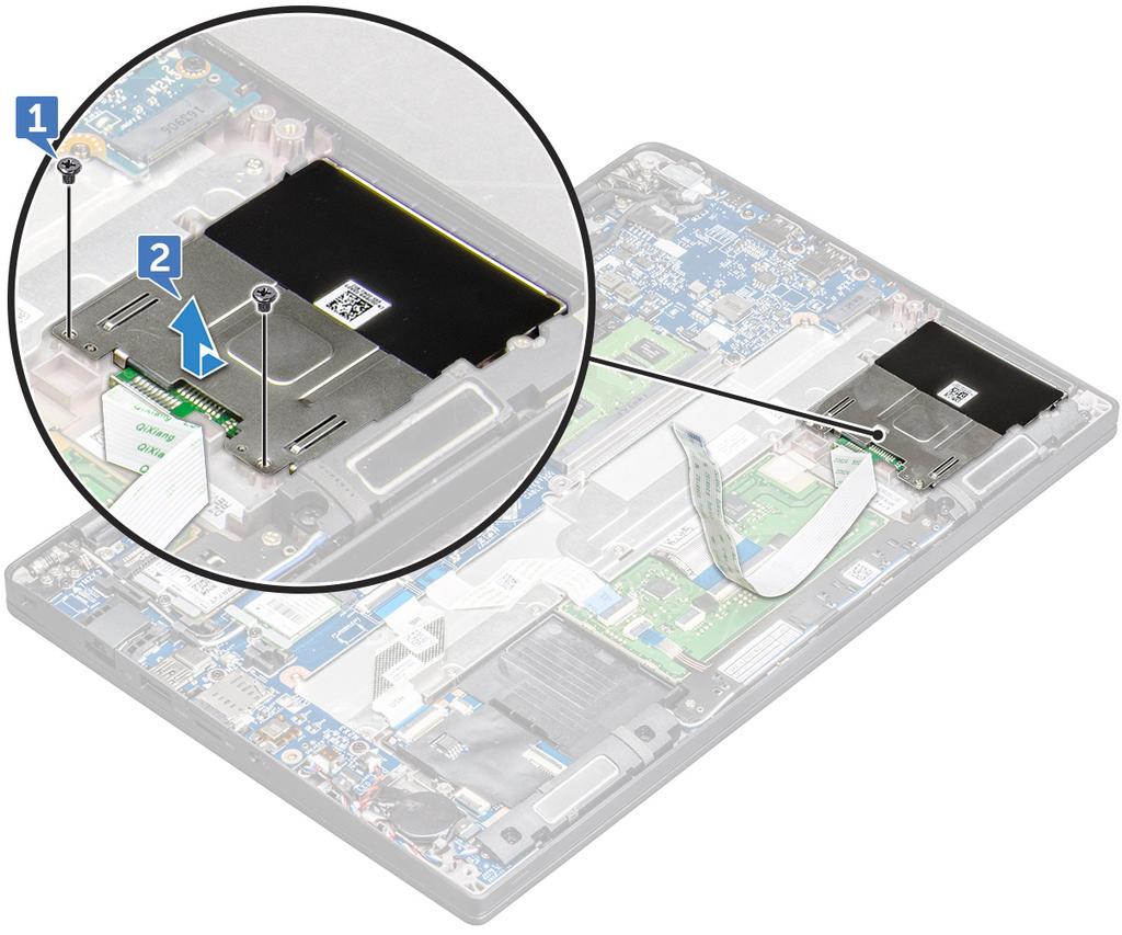 A SmartCard-keret beszerelése 1 Csúsztassa be a SmartCard-keretet a megfelelő foglalatba, úgy, hogy összeigazítja azt a számítógépen található csavarlyukakkal.