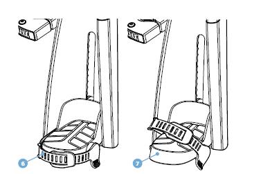 Állítsa be a láb támasz magasságát a hátsó beállító elem felfelé állásba való elfordításával (9) Helyezze a láb támaszt a kívánt magasságba, és lefelé fordítva rögzítse a beállító elemet. 6.
