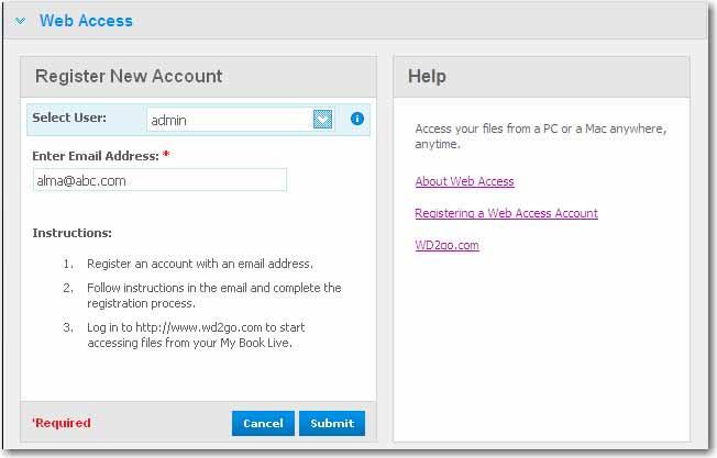 A TÁVOLI ELÉRÉSE 3. A Register (Regisztrálás) gombra kattintva jelenítse meg a Register New Account (Új fiók regisztrálása) panelt. 4.
