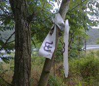 f) Ideiglenes jelzések (pl. szalagozás) Jelzésfestés közben az útjelző oszlopok kihelyezéséig ideiglenes jelzést alkalmazhatunk, pl. szalagozás, kőhalomra ( kőemberre ) tett jelzés ill.