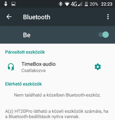 Menjen a BEÁLLÍTÁSOK / BLUETOOTH menübe. 2. Kapcsolja be a Bluetooth funkciót. 3. A keresés automatikusan elindul, a közelben lévő és felfedezhető Bluetooth eszközök megjelennek a listában. 4.