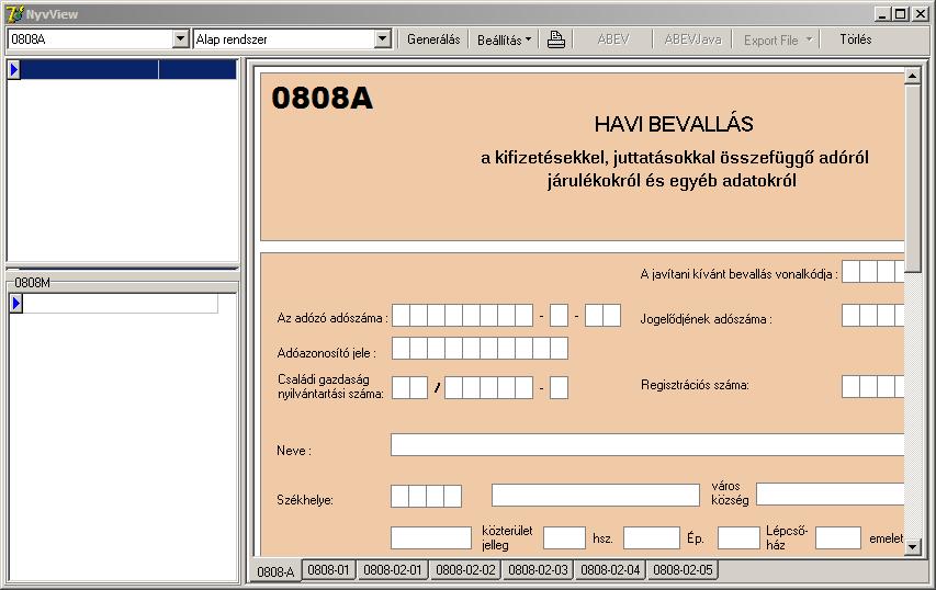 2, Nyomtatvány funkciói A program neve : NyvView.exe A programnak a ber\?? alkönyvtárban kell lenn (az?? a feldolgozandó év /pl.:06), a ber.exe program mellett.